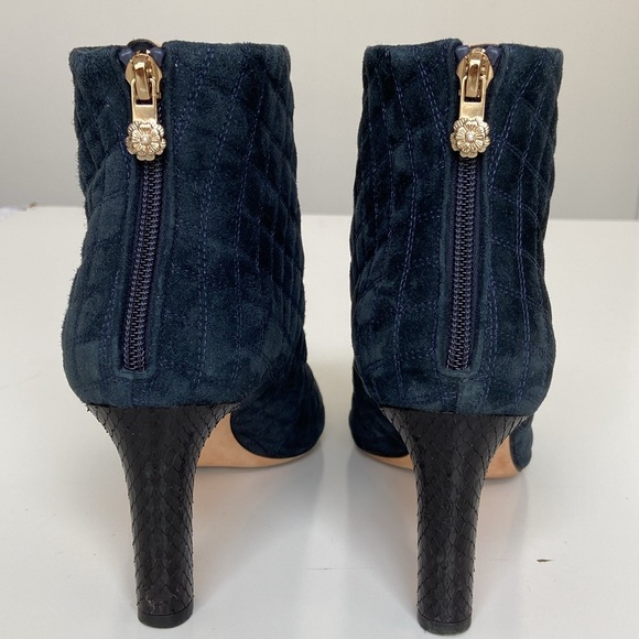 Chanel Navy Suede & Black Python Ankle Boots - Fall 2016 - Picture 3 of 9